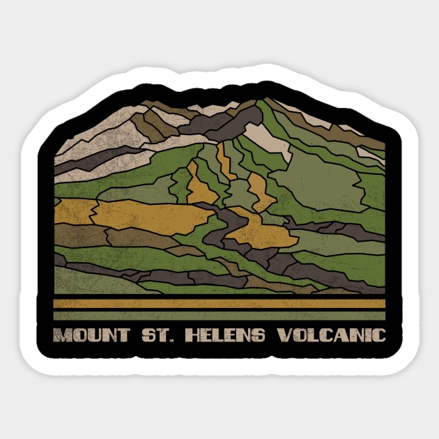 Mount St. Helens Volcanic National Monument Nature Lover Vintage Retro Skyline Hiking Outdoor Travel Adventure Sticker by NickDezArts